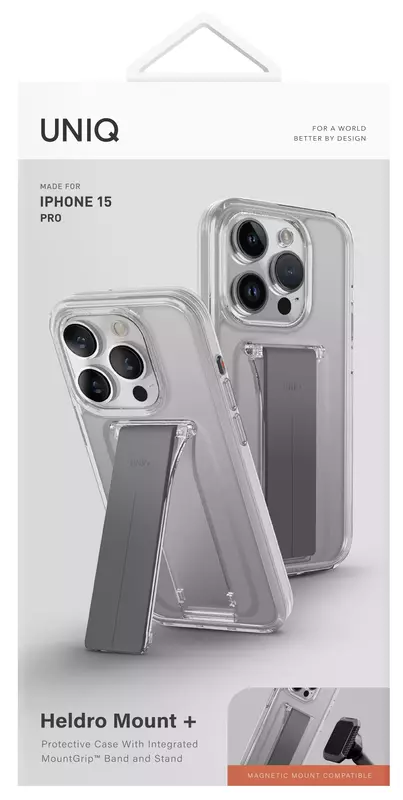 Чохол для Iphone 15 Pro UNIQ HELDRO MOUNT WITH STAND - LUCENT CLEAR (UNIQ-IP6.1P(2023)-HELMCLR) - фото - №6