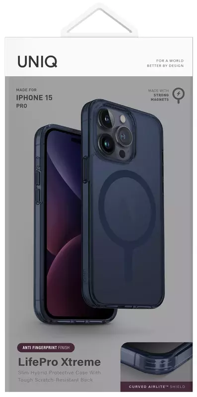 Чохол для Iphone 15 Pro UNIQ MAGCLICK CHARGING LIFEPRO XTREME (AF) - SMOKE BLUE (UNIQ-IP6.1P(2023)-LXAFMSBLU) - фото - №7