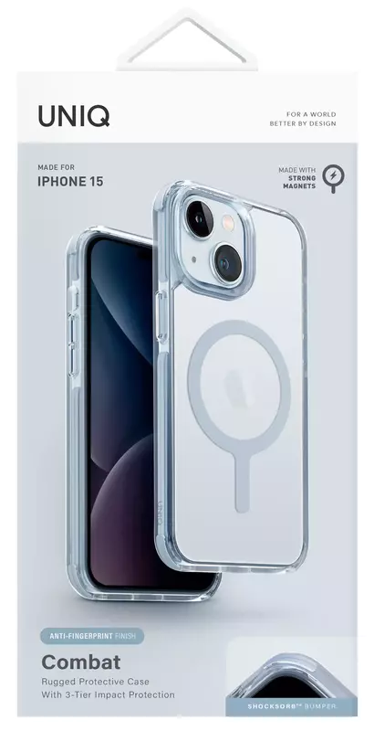 Чехол для Iphone 15 UNIQ HYBRID MAGCLICK CHARGING COMBAT ICE BLUE (UNIQ-IP6.1(2023)-COMAFMIBLU) фото