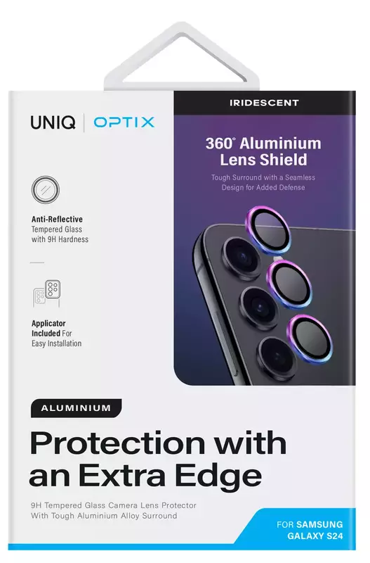 Захисне скло для камери Samsung S24 UNIQ OPTIX ALUMINIUM CAMERA LENS PROTECTOR - IRIDESCENT (UNIQ-GS24-ALENSIRD) фото