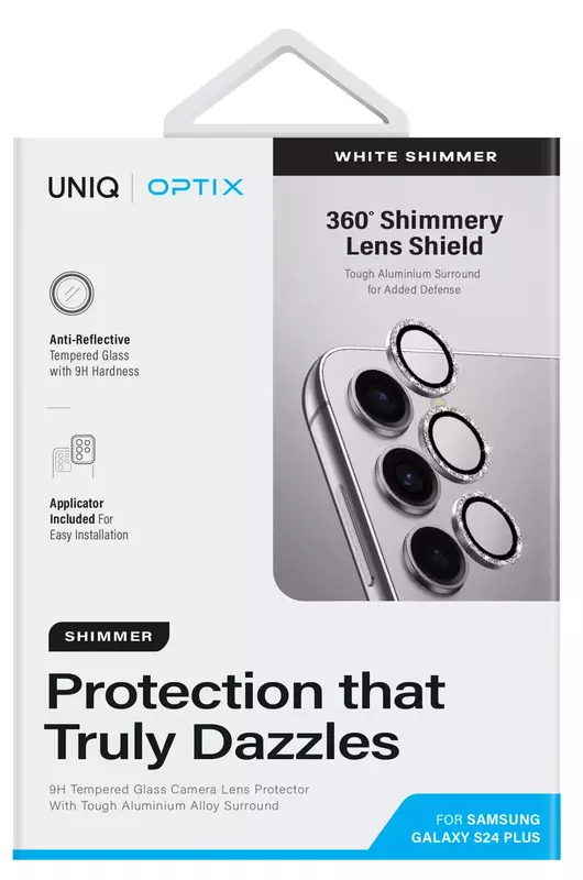 Захисне скло для камери Samsung S24 Plus UNIQ OPTIX ALUMINIUM SHIMMERY CAMERA LENS PROTECTOR - WHITE (UNIQ-GS24P-ALENSSWHT) фото