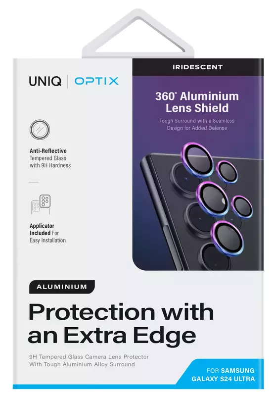 Захисне скло для камери Samsung S24 Ultra UNIQ OPTIX ALUMINIUM CAMERA LENS PROTECTOR - IRIDESCENT (UNIQ-GS24U-ALENSIRD) фото