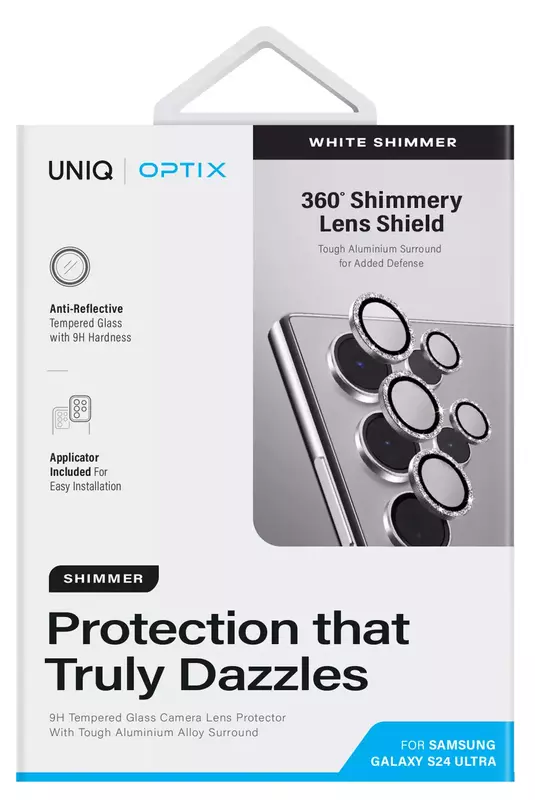 Защитное стекло для камеры Samsung S24 Ultra UNIQ OPTIX ALUMINIUM SHIMMERY CAMERA LENS PROTECTOR - WHITE (UNIQ-GS24U-ALENSSWHT) фото