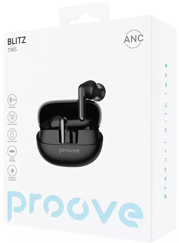 Бездротові навушники Proove Blitz TWS with ANC (Black) фото