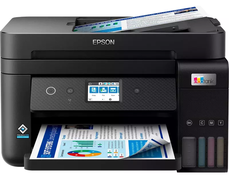 БФП ink color A4 Epson EcoTank L6290 33_20 ppm Fax ADF Duplex USB Ethernet Wi-Fi 4 inks Black Pigmen (C11CJ60406) фото