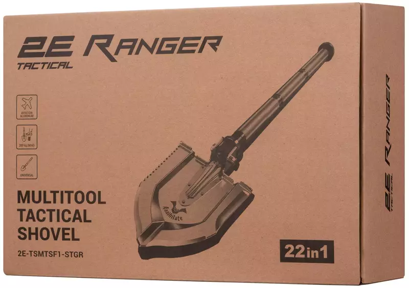 Лопата-мультитул тактична 2E Ranger Steel Gray розбірна, 22в1, з чохлом у комплекті, 103 см (2E-TSMTSF1-STGR) фото