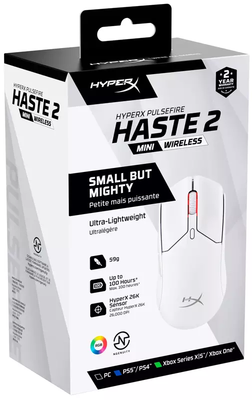 Ігрова комп'ютерна миша HyperX Pulsefire Haste 2 Mini Wireless (White) 7D389AA фото