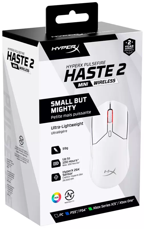 Ігрова комп'ютерна миша HyperX Pulsefire Haste 2 Mini Wireless (White) 7D389AA - фото - №9