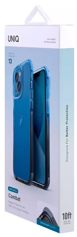 Чохол UNIQ HYBRID iPhone 13 COMBAT Duo Caspian Blue/Black (UNIQ-IP6.1HYB(2021)-CDBLUBLK) фото
