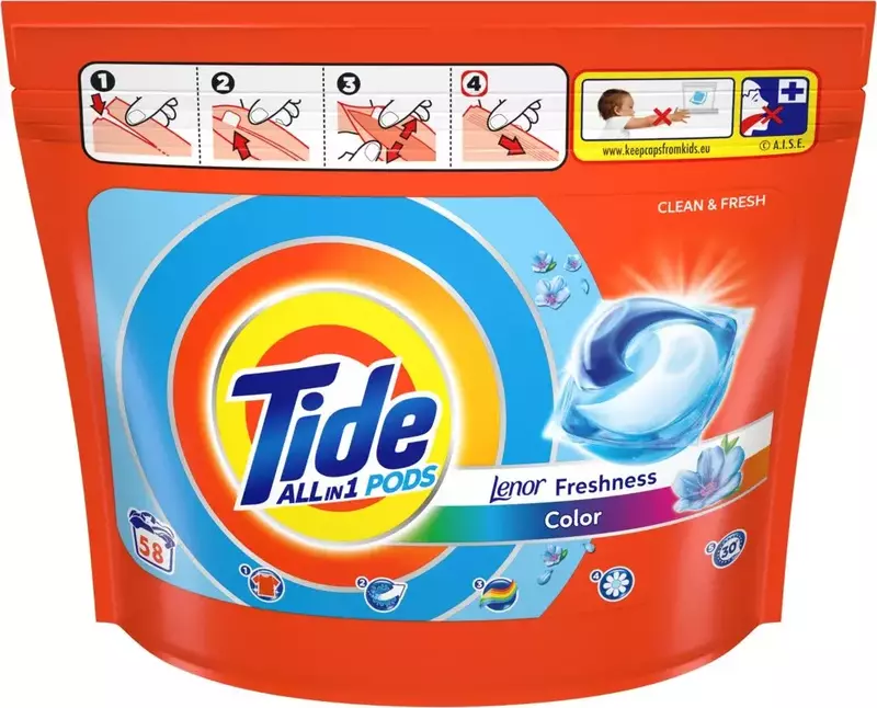 Капсулы для стирки Tide All-in-1 Lenor Color 58 шт фото