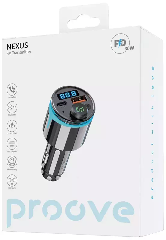 Ун.АЗП Proove Nexus FM Launcher 30W (PD+QC3.0) Type-C+USB фото