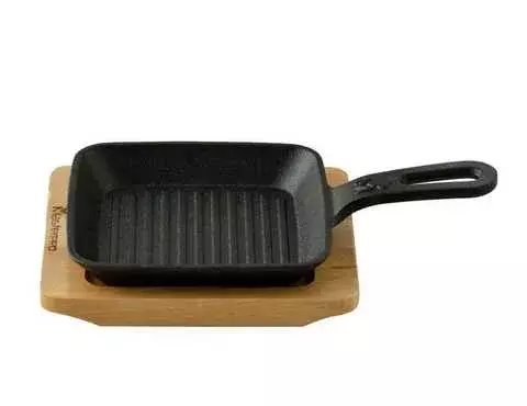 Чавунна сковорода міні з сервера. дошкою MasterPro Cook&share, 13,7 см, квадратна (BGMP-3808-4) фото