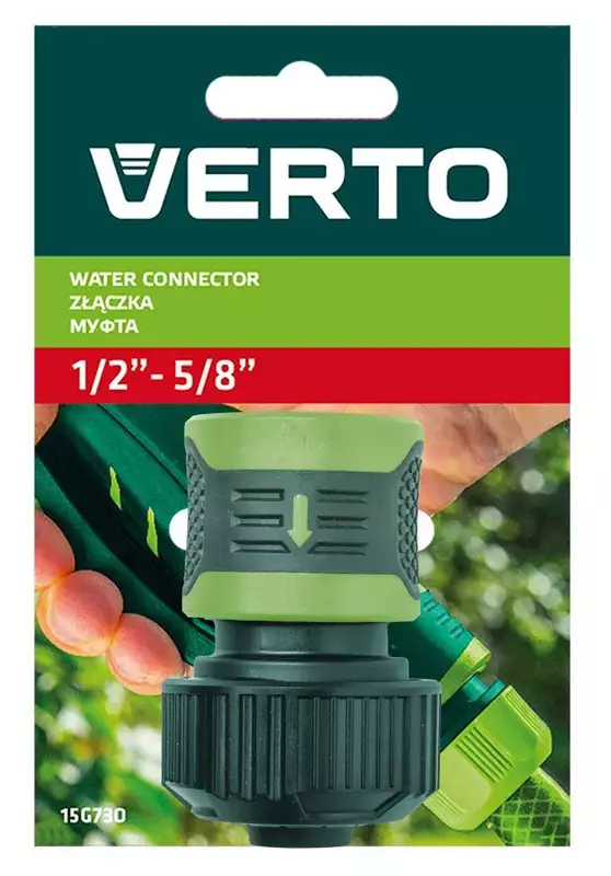 Коннектор для шланга Verto, 3/4", двухкомпонентный, прорезиненный, антискользящий фото