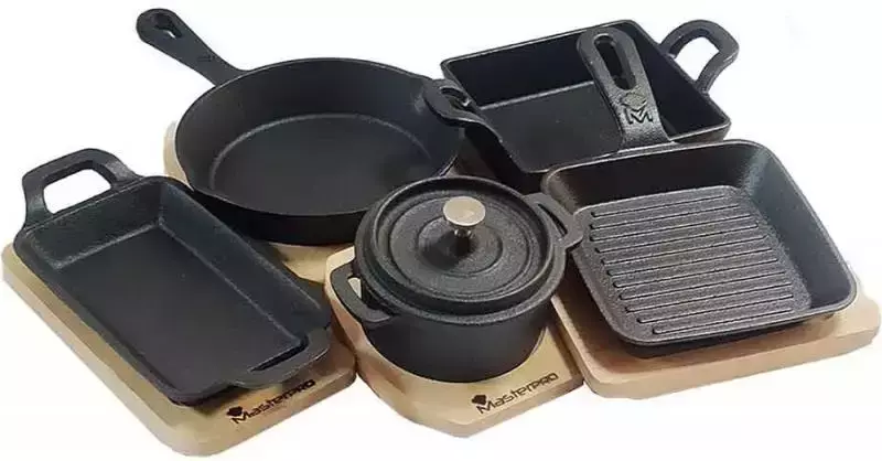 Чавунна сковорідка з сервер. дошкою MasterPro Cook&share, 13,6 см, квадратна (BGMP-3805-4) - фото - №4