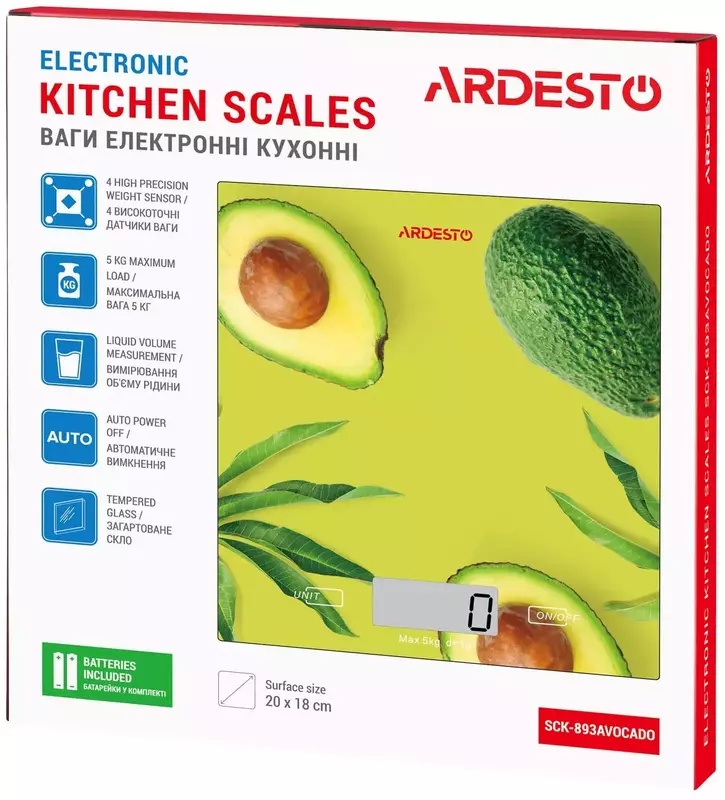 Ваги кухонні Ardesto Avocado SCK-893AVOCADO фото