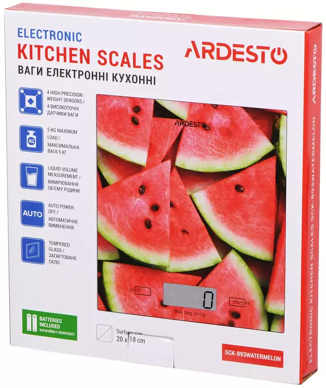 Ваги кухонні Ardesto SCK-893 Watermelon фото