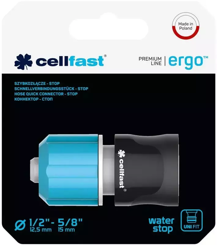 Конектор для шланга Cellfast ERGO 1/2" з аквастопом фото