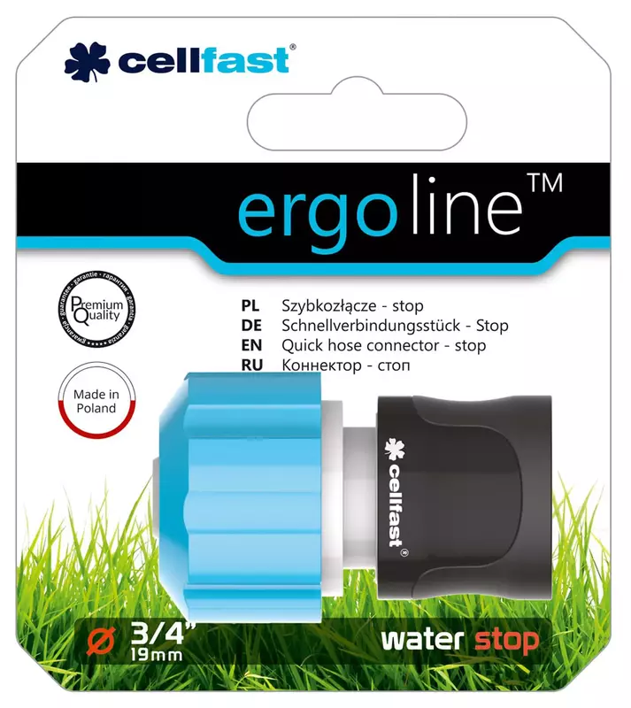 Конектор для шланга Cellfast ERGO 3/4" з аквастопом фото