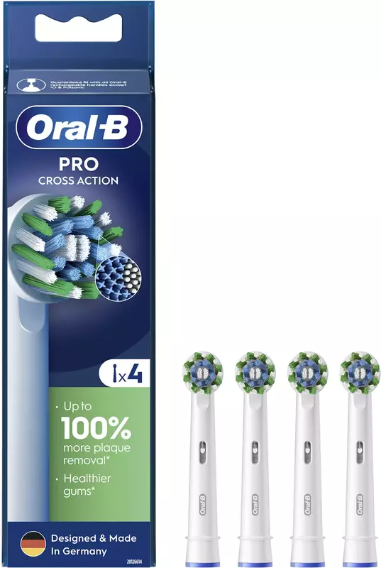 Сменные насадки к зубной щетке ORAL-B Cross Action White 4 шт (8006540847770) фото