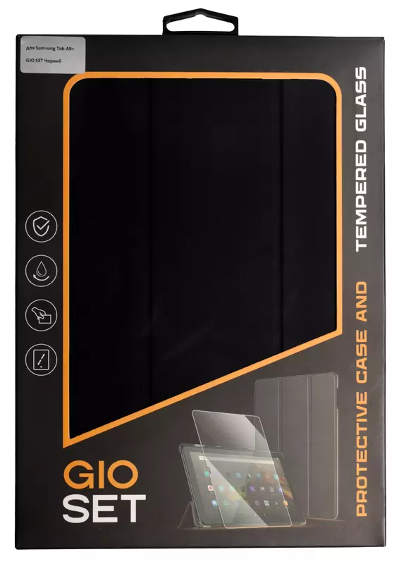 Комплект чохол + скло Samsung Tab A9+ GIO SET (Black) - фото - №7