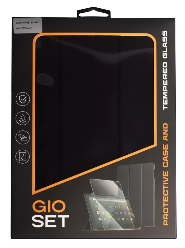 Комлект чехол + стекло для Samsung Tab S9 FE GIO SET (Black) - фото - №8