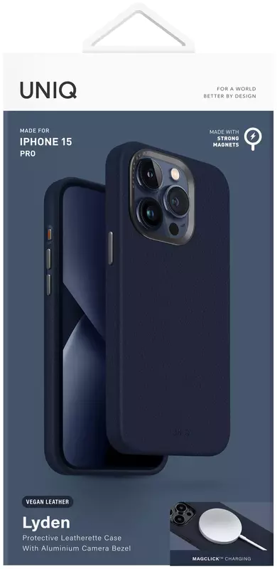 Чохол для Iphone 15 Pro HYBRID UNIQ MAGCLICK CHARGING LYDEN - NAVY BLUE (UNIQ-IP6.1P(2023)-LYDMBLU) фото