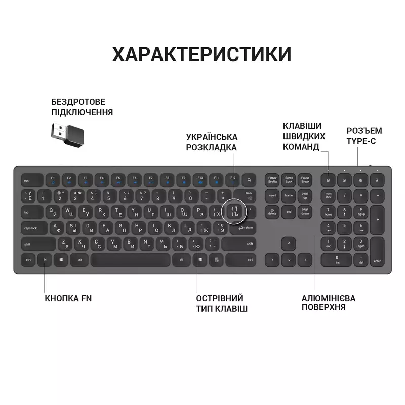 Клавіатура OfficePro SK1550B (Black) фото