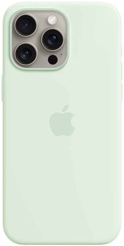 Чохол iPhone 15 Pro Max Silicone Case with MagSafe Soft Mint (MWNQ3ZM/A) - фото - №1