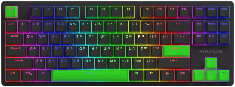 Набор кейкапов HATOR Green Lime PBT ESC/SPACE/ENTER/R.SHIFT/ARROWS (HTS-710) фото