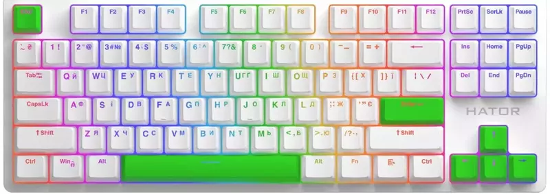 Набор кейкапов HATOR Green Lime PBT ESC/SPACE/ENTER/R.SHIFT/ARROWS (HTS-710) фото