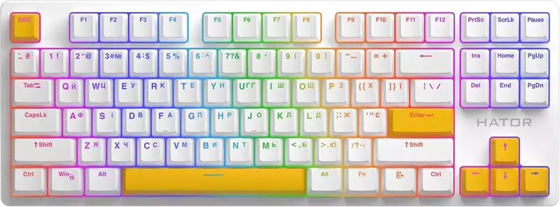 Набор кейкапов HATOR Sunny Yellow PBT ESC/SPACE/ENTER/R.SHIFT/ARROWS (HTS-715) фото