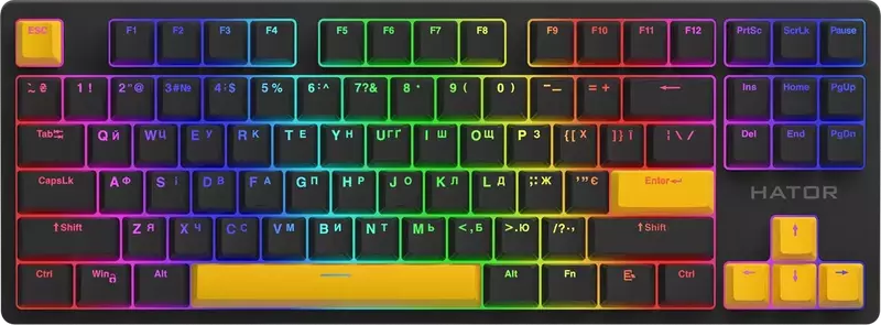Набор кейкапов HATOR Sunny Yellow PBT ESC/SPACE/ENTER/R.SHIFT/ARROWS (HTS-715) фото
