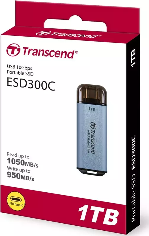 Внешний SSD Transcend 1TB USB 3.1 Gen 2 Type-C ESD300 Синий фото