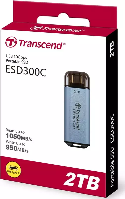 Зовнiшнiй SSD Transcend 2TB USB 3.1 Gen 2 Type-C ESD300 Синій фото