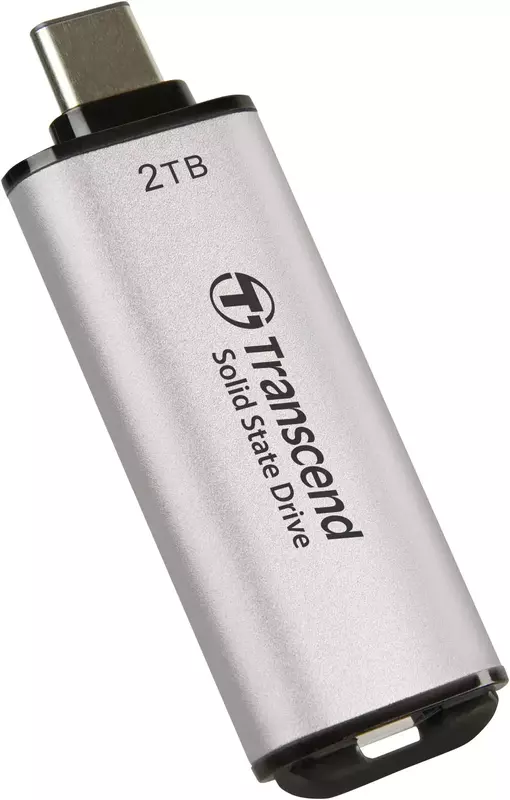Зовнiшнiй SSD Transcend 2TB USB 3.1 Gen 2 Type-C ESD300 Срібний фото
