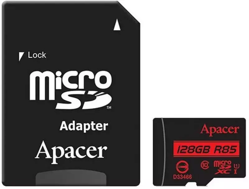 Карта памяти MicroSD Apacer 128GB C10 UHS-I R85MB/s + SD фото