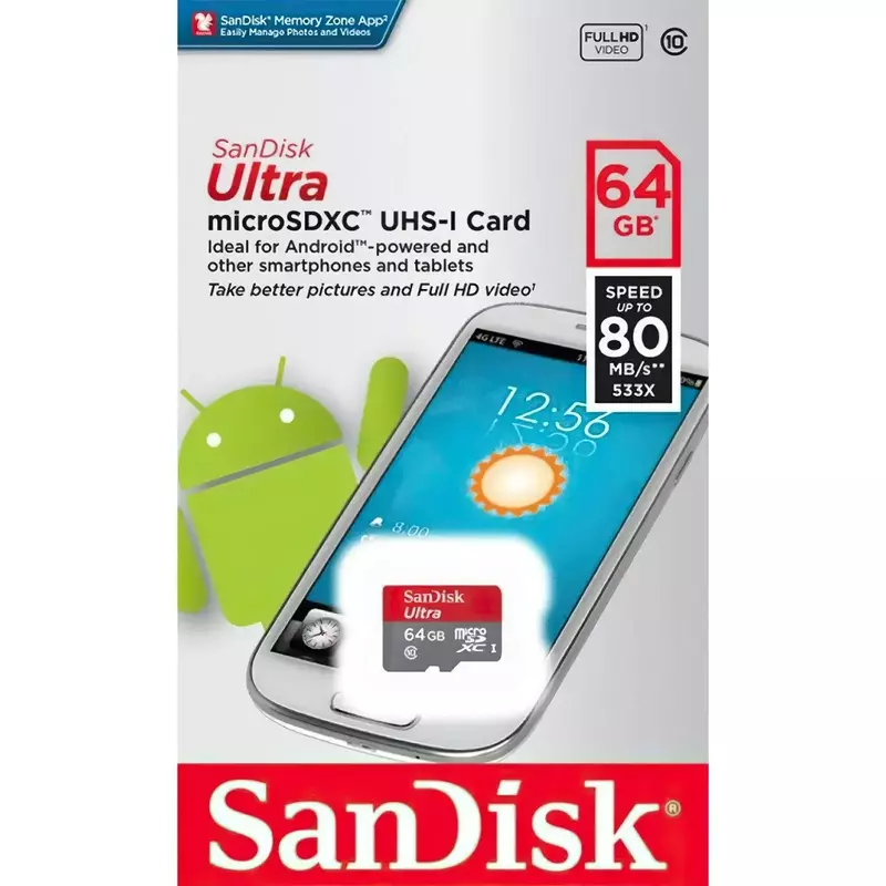 Карта пам'яті microSD SanDisk 64GB C10 UHS-I R100MB/s Ultra (SDSQUNR-064G-GN3MN) фото