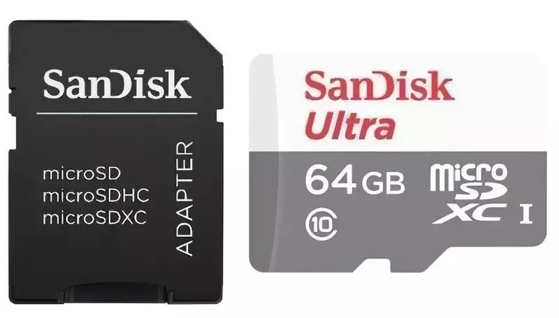 Карта пам'яті microSD SanDisk 64GB C10 UHS-I R100MB/s Ultra + SD (SDSQUNR-064G-GN3MA) фото