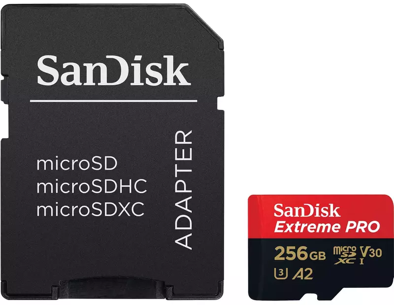 Карта пам'яті microSD SanDisk 256GB C10 UHS-I U3 R200/W140MB/s Extreme Pro V30 + SD (SDSQXCD-256G-G фото