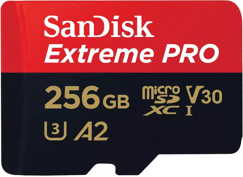 Карта пам'яті microSD SanDisk 256GB C10 UHS-I U3 R200/W140MB/s Extreme Pro V30 + SD (SDSQXCD-256G-G фото