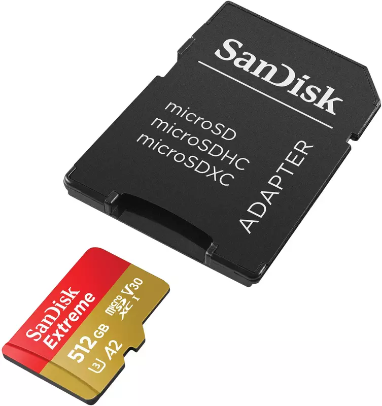Карта пам'яті microSD SanDisk 512GB C10 UHS-I U3 R190/W130MB/s Extreme V30 + SD (SDSQXAV-512G-GN6MA) фото