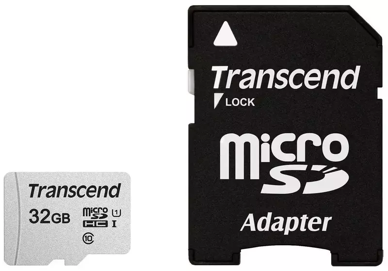 Карта пам'яті microSD Transcend 32GB C10 UHS-I R100/W20MB/s + SD фото