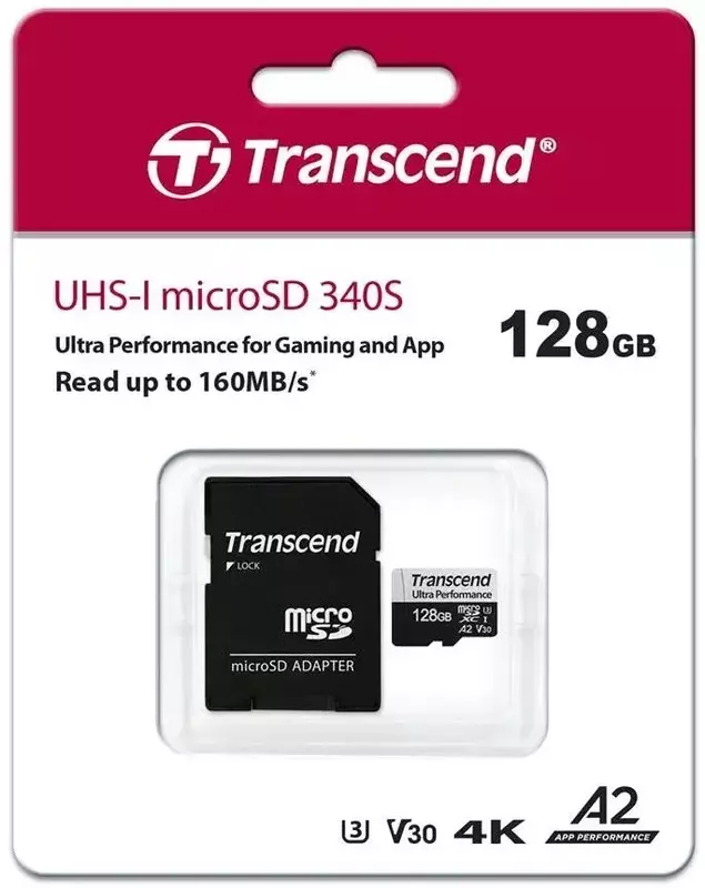 Карта пам'яті microSD Transcend 128GB C10 UHS-I U3 A2 R160/W125MB/s + SD фото