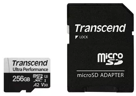 Карта пам'яті microSD Transcend 256GB C10 UHS-I U3 A2 R160/W125MB/s + SD фото