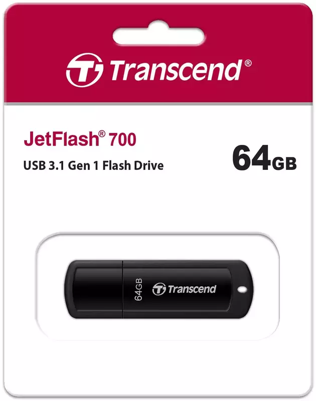 USB-Flash Transcend 64GB USB 3.1 Type-A JetFlash 700 Чорний фото
