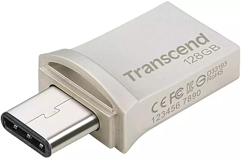 USB-Flash Transcend 128GB USB 3.1 Type-A + Type-C 890 R90/W30MB/s - фото - №1