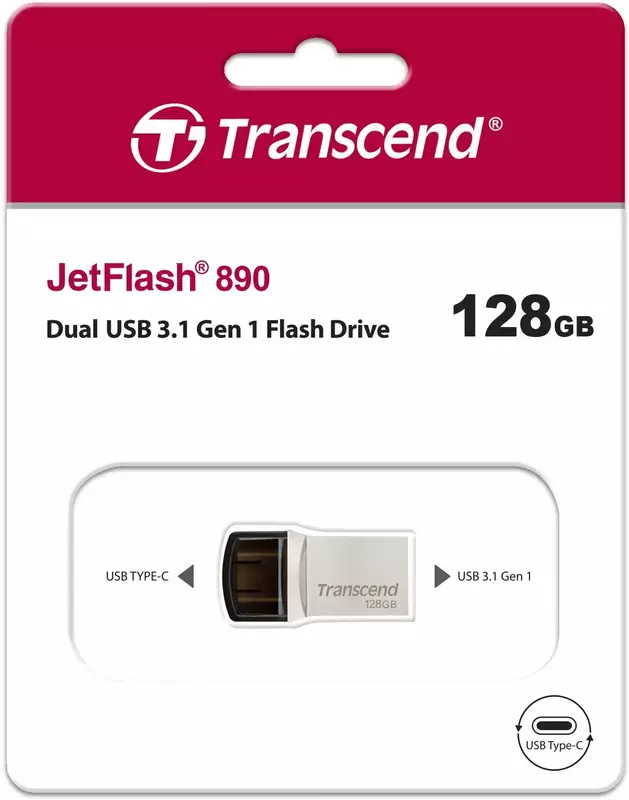 USB-Flash Transcend 128GB USB 3.1 Type-A + Type-C 890 R90/W30MB/s - фото - №5