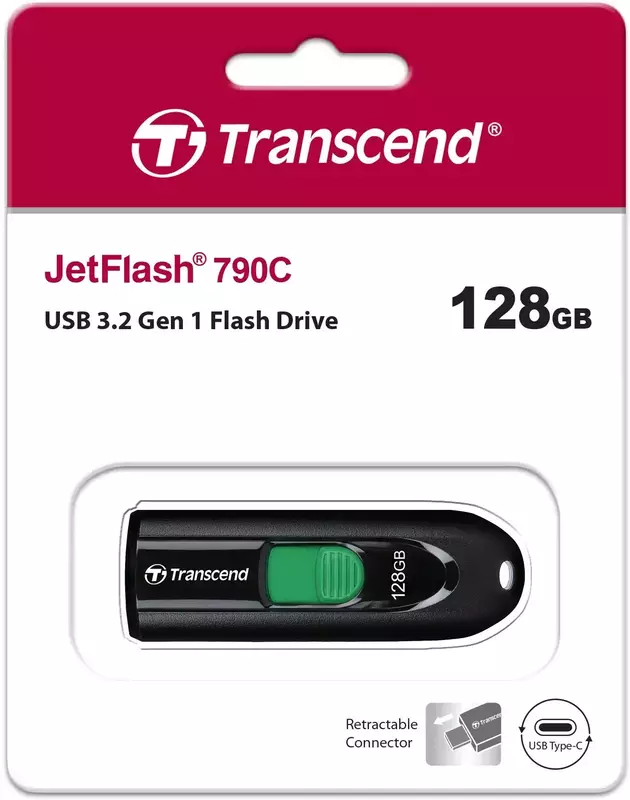 USB-Flash Transcend 128GB USB 3.2 Type-C JetFlash 790C Черный фото