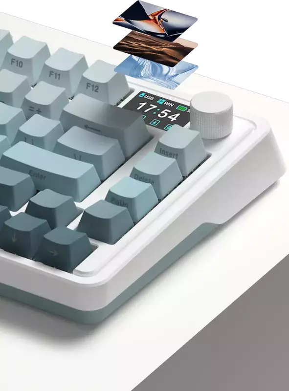 Ігрова клавіатура FL ESPORTS CMK75 Desert Grey FLCMMK Ice Pink switches TFT Knob Three-Mode (CMK75-7530) фото