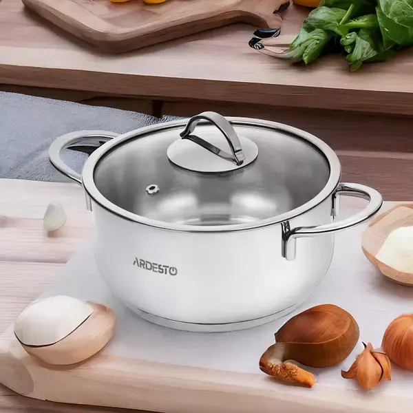 Каструля Ardesto BLACK MARS AR0718S, скляна кришка, 1.8 л, нержавіюча сталь - фото - №7